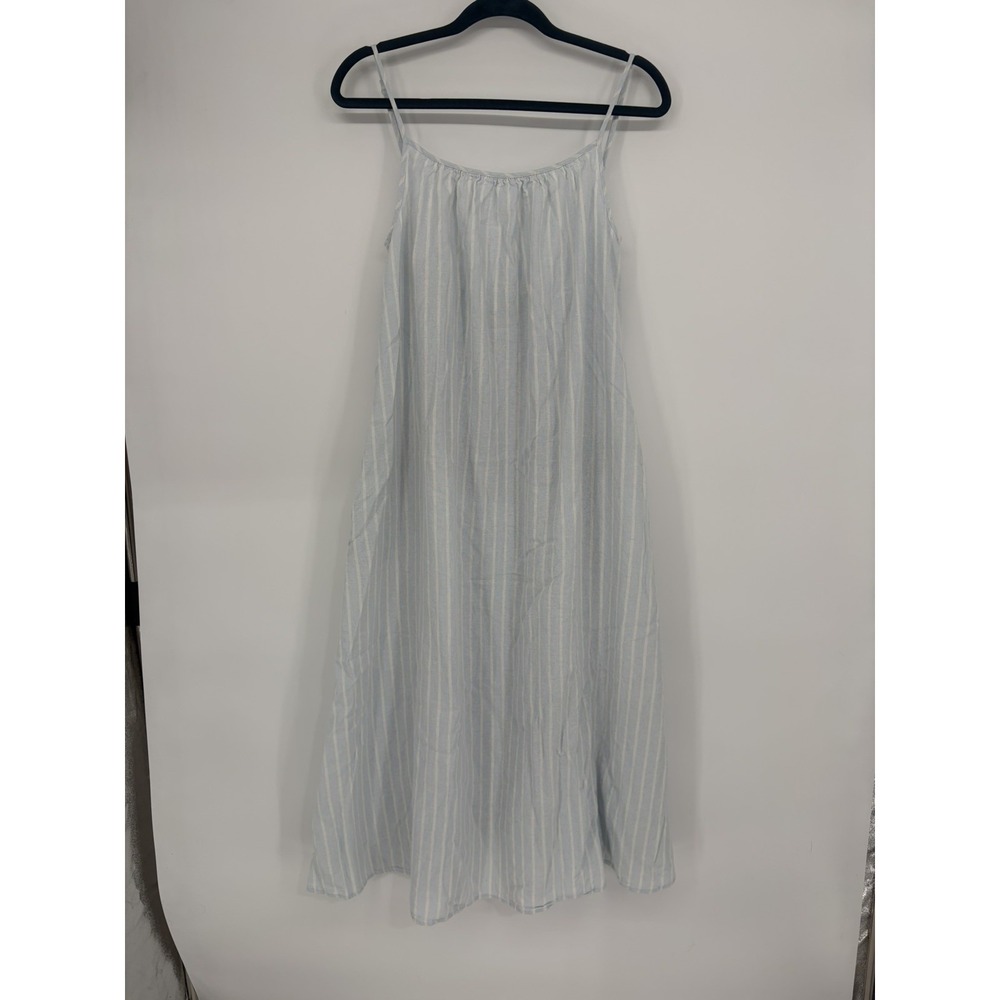 Aritzia The Group Babaton WellBeing Linen dress sz S Blue Striped